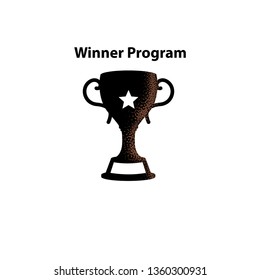 Winner trophy cup game award ceremony flat icon with grain texture isolated on white background