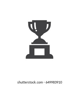Winner trophy cup icon in black on a white background. Vector illustration