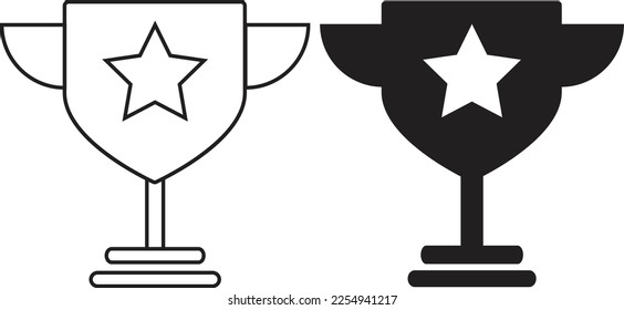 Winner trophy cup icon simple trendy flat style line and solid Isolated vector illustration on white background. For apps, logo, websites, symbol , UI, UX, graphic and web design. EPS 10.