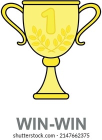 Winner trophy cup linear icon. First place prize, competition champion award. Gold Cup as symbol of victory and success in contest. Winning prize, honorary award win-win isolated on white background