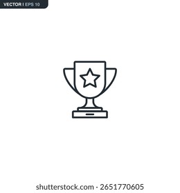 Winner trophy cup, linear style sign for mobile concept and web design. Symbol, logo illustration. Pixel perfect vector graphics
