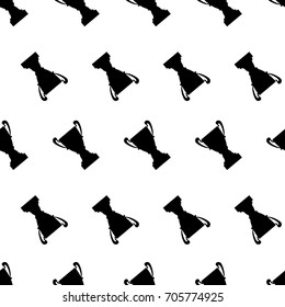 Winner trophy cup seamless pattern. Black simple silhouette texture. Championship prize for first place. Vector illustration.
