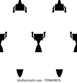 Winner trophy cup seamless pattern. Black simple silhouette texture. Championship prize for first place. Vector illustration.
