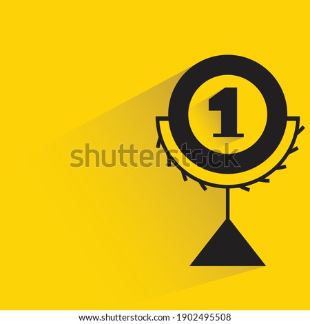 winner trophy or cup with shadow on yellow background