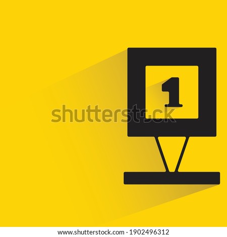 winner trophy or cup with shadow on yellow background