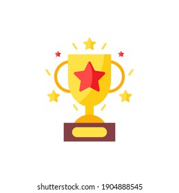 Winner trophy cup with star flat design vector icon