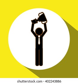 Winner and trophy design, vector illustration
