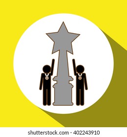 Winner and trophy design, vector illustration