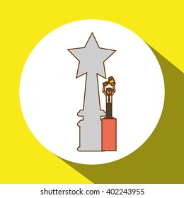 Winner and trophy design, vector illustration