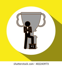 Winner and trophy design, vector illustration