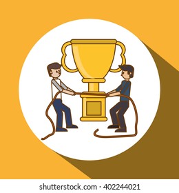 Winner and trophy design, vector illustration