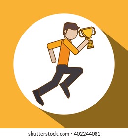 Winner and trophy design, vector illustration