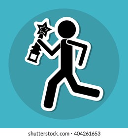 Winner and trophy design, vector illustration
