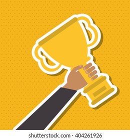 Winner and trophy design, vector illustration