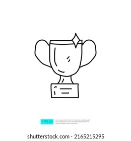 icono del vector del doodle del trofeo ganador