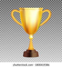 Copa de oro del trofeo ganador con fondo transparente. EPS10 de ilustración vectorial