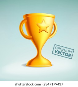 Winner trophy icon. Gold trophy vector is a symbol of victory at a sporting event.