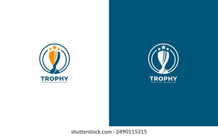 Winner trophy icon logo, abstract vector illustration design