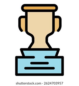 Winner trophy icon. Outline winner trophy vector icon color flat isolated