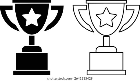 Winner trophy icon set. Trophy icon logo vector template, Education icon concepts, Creative design isolated on white background
