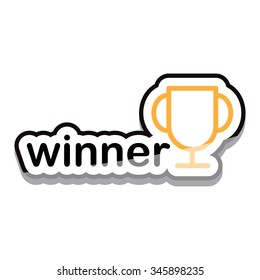 winner and trophy icon text design on white background isolate vector illustration eps 10