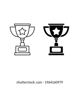 Winner trophy icon vector, symbol of victory event color editable on white background