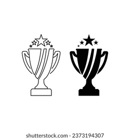Winner trophy icon vector, symbol of victory event color editable on white background