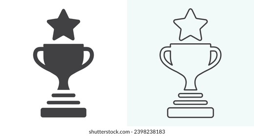 Vector de ícono de trofeo ganador, símbolo de evento de victoria. icono de trofeo de estilo plano. Icono de trofeo. Iconos perfectos para píxeles y profesionales optimizados para resoluciones grandes y pequeñas.