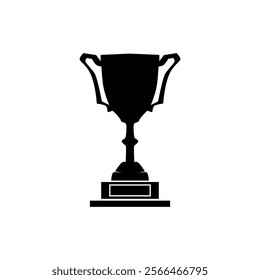 Winner trophy isolated on white background. Black trophy of victory in sport event. Trophy icon vector illustration.
