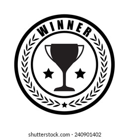 Winner trophy with laurel, vector illustration