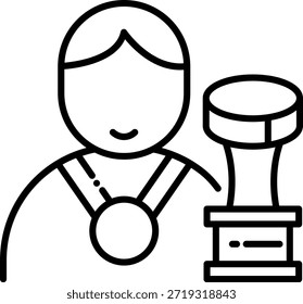 Ganador con icono de línea de trofeo
