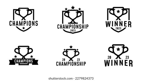 Colección del logo del trofeo ganador. El símbolo con un estilo sencillo o mínimo. Plantilla de vector Champions
