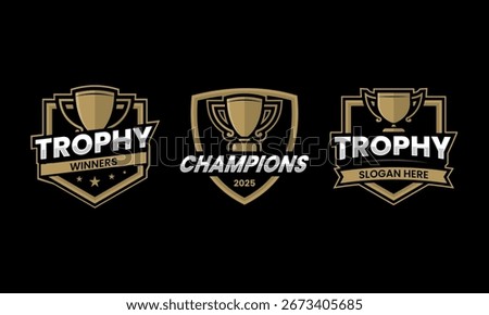 Winner trophy logo design. Sport symbol collections for champion event and tournament. Gold emblem vector template