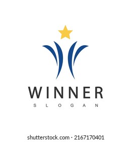 Winner Trophy Logo Template, Leadership And Competition Award Icon