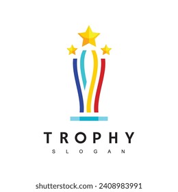 Winner Trophy Logo Template, Leadership And Competition Award Icon