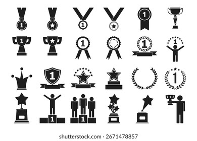 Ganador del Trofeo y Medalla Icon Set – Colección de Premios Campeón