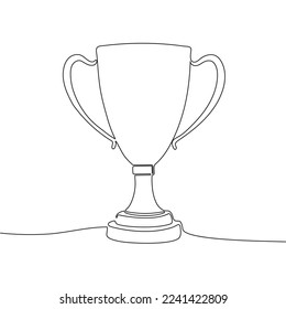 winner trophy one line drawing isolated on white background. Vector illustration