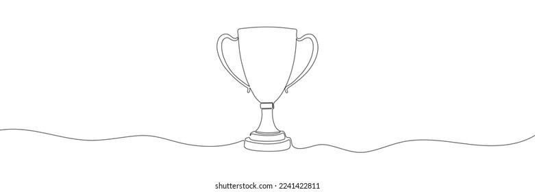 winner trophy one line drawing isolated on white background. Vector illustration