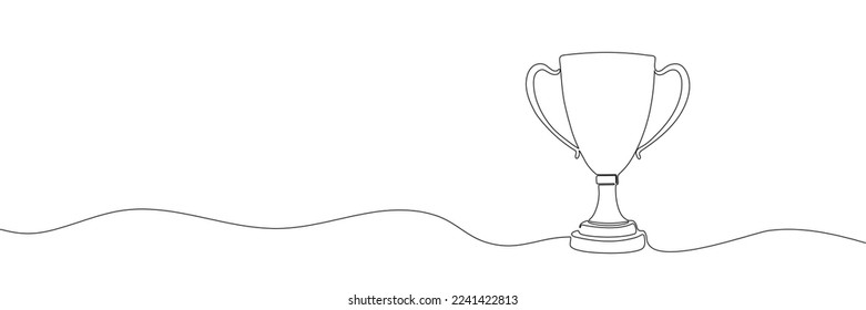 winner trophy one line drawing isolated on white background. Vector illustration