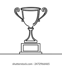 winner trophy one line drawing isolated on white background. Vector illustration