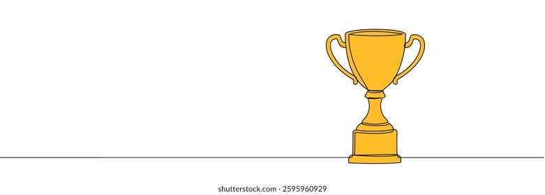 winner trophy one line drawing isolated on white background. Vector illustration.