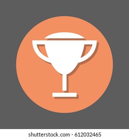 Winner, trophy, prize flat icon. Round colorful button, circular vector sign with shadow effect. Flat style design