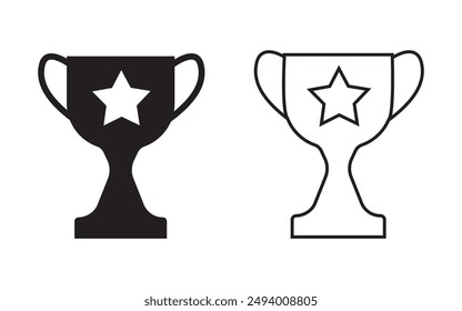 winner trophy set icon, winner cup, victory cup vector icon. Reward symbol sign for web and mobile.