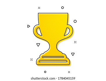 Winner Trophy symbol. Award cup icon. Sports achievement sign. Yellow circles pattern. Classic award cup icon. Geometric elements. Vector