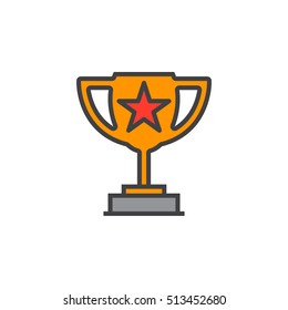 Winner trophy symbol. Loving cup with star line icon, filled outline vector sign, linear colorful pictogram isolated on white. logo illustration