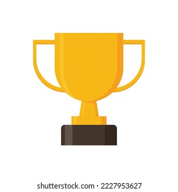 Winner trophy vector. Flat Illustration of Golden Trophy or cup, sports award, or champion.