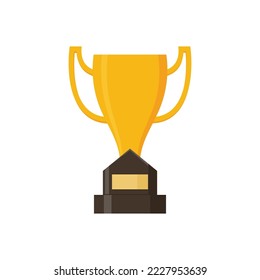 Winner trophy vector. Flat Illustration of Golden Trophy or cup, sports award, or champion.
