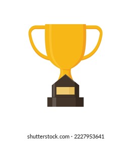 Winner trophy vector. Flat Illustration of Golden Trophy or cup, sports award, or champion.