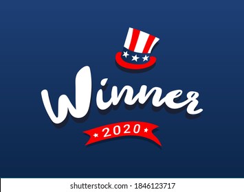  Winner of the usa election 2020. Inauguration hat. National colors and landmark. Poster or greeting card to congratulate new president.