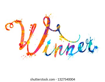 Winner. Vector calligraphic word of splash paint